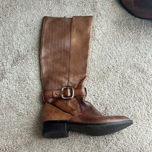 Antonio Melani Brown Leather Knee High Riding Boots with Buckle Size 7 Women’s